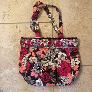 Vera Bradley Mocha Rouge Pink & Brown Quilted Tote
